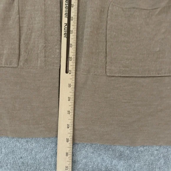 Quince Sweater Cardigan Womens Medium Brown Merino Wool Open Front Longline - Picture 7 of 9